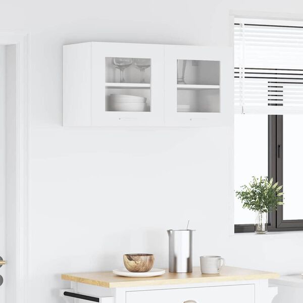 vidaXL Dulap suspendat cu depozitare Alb 80 x 31 x 40 cm Lemn compozit