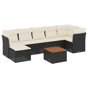vidaXL Set mobilier de grădină cu perne, 8 piese, negru, poliratan
