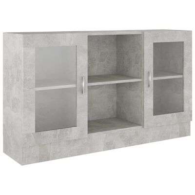 vidaXL Dulap cu vitrină, gri beton, 120x30,5x70 cm, lemn prelucrat