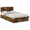 vidaXL Pat cu storage Stejar fumuriu 120 x 200 cm Lemn compozit