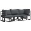 vidaXL 3 buc. Mobilier pentru Exterior Metal Negru și antracit