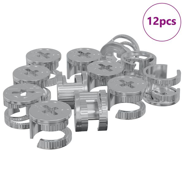 vidaXL Șuruburi cu &icirc;ncuietoare tip cam 12 pcs Argintiu 15 x 11,5 mm