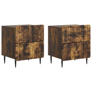vidaXL Dulap de noapte 2 pcs Stejar fumuriu 43 x 34,5 x 49,5 cm