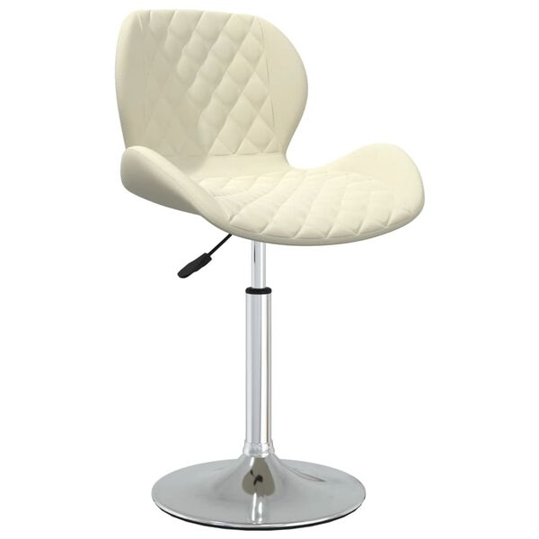 vidaXL Scaune de bucătărie pivotante, 2 buc., crem, catifea