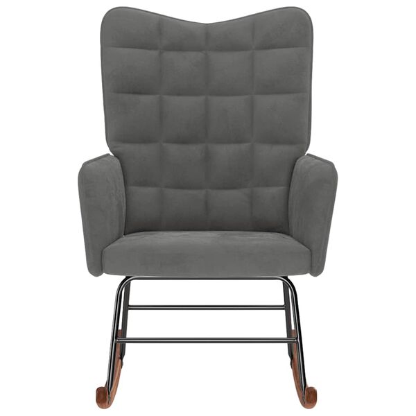 vidaXL Scaun balansoar, gri &icirc;nchis, catifea