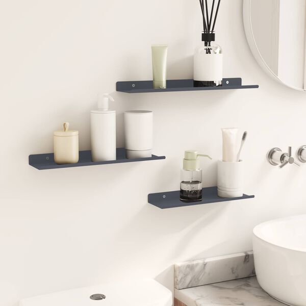 vidaXL Raft suspendat Pe perete 3 pcs Antracit 40 x 9 x 2,5 cm Oțel