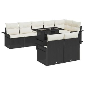 vidaXL Set de canapele pentru grădină 9 buc. Negru Rattan poli