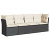 vidaXL Set mobilier de grădină cu perne, 4 piese, negru, poliratan