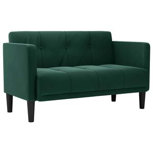 vidaXL Canapea loveseat, verde &icirc;nchis, 111 cm, catifea