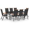 vidaXL Set mobilier de grădină, 9 piese, negru, aluminiu