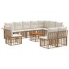 vidaXL Set de canapele de exterior 11 buc. Alb Natural și Crem