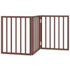 vidaXL Poartă pentru c&acirc;ini pliabilă 3 panouri maro, 150 cm, lemn plop