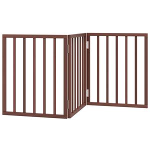vidaXL Poartă pentru c&acirc;ini pliabilă 3 panouri maro, 150 cm, lemn plop