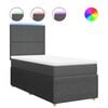 vidaXL Pat box spring cu saltea, gri &icirc;nchis, 90x200 cm, textil