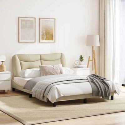vidaXL Cadru de pat cu tăblie, crem, 120x200 cm, textil
