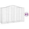 vidaXL Coșuri gabion arcuite 5 buc, 200x50x120/140 cm, fier galvanizat