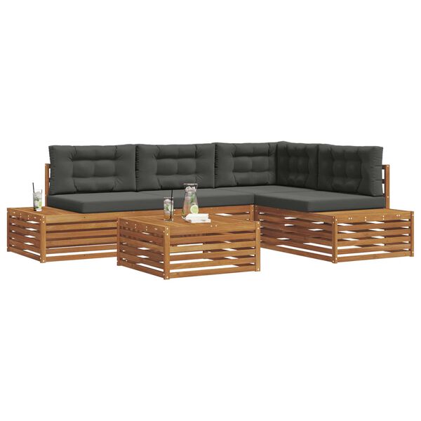 vidaXL Set de canapele de exterior 5 Bucată Natural și Antracit