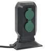 vidaXL Priză de exterior cu țăruș și 4 căi, negru/verde, 15,5x11x24 cm