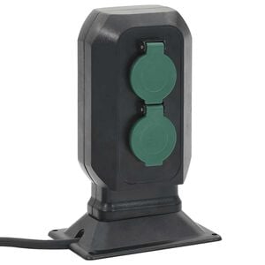 vidaXL Priză de exterior cu țăruș și 4 căi, negru/verde, 15,5x11x24 cm