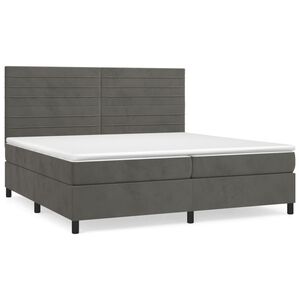 vidaXL Pat box spring cu saltea, gri &icirc;nchis, 200x200 cm, catifea