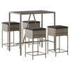 vidaXL Set mobilier bar de grădină, cu perne, 5 piese, gri, poliratan