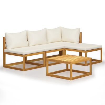 vidaXL Set mobilier de grădină cu perne 5 piese crem lemn masiv acacia