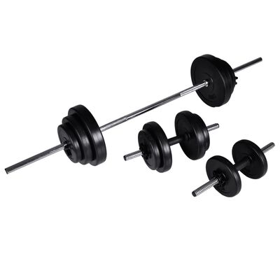 vidaXL Bancă fitness cu rastel greutăți, set haltere/gantere, 30,5 kg
