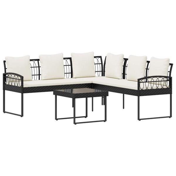 vidaXL Set de canapea pentru grădină cu pernă 2 pcs Negru Oțel