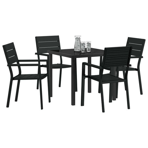 vidaXL Set de masă pentru grădină 5 pcs Negru