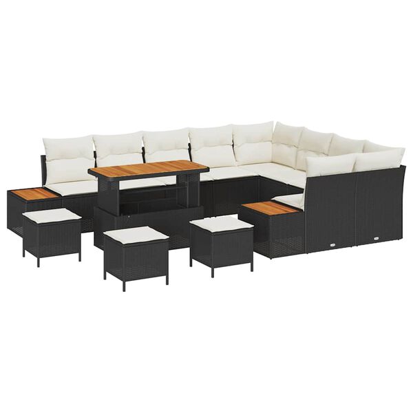 vidaXL Set de canapele pentru grădină 13 pcs Negru Rattan poli