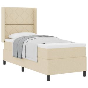 vidaXL Pat cu arcuri cu saltea cu headboard Crem 80 x 200 cm țesătură