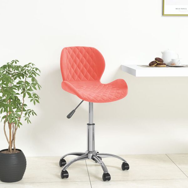 vidaXL Scaun de bucătărie pivotant, roz, catifea