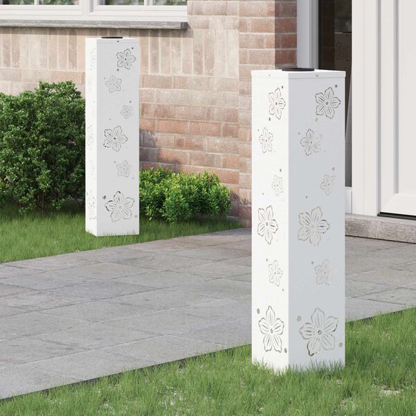 vidaXL Lumină LED Solară pentru Alei 2 pcs Alb Oțel laminat la rece