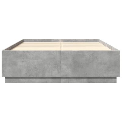vidaXL Cadru de pat, gri beton, 140x200 cm, lemn prelucrat