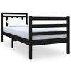 vidaXL Cadru de pat mic single, negru, 75x190 cm, lemn masiv