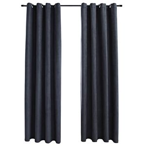 vidaXL Draperii opace cu inele metalice, 2 buc, antracit, 140 x 225 cm