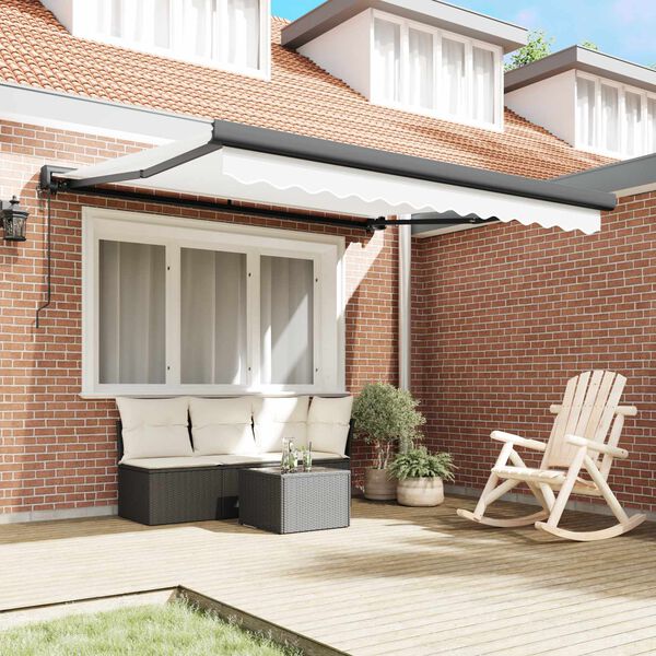 vidaXL Copertină Alb 350 x 250 x 165 cm Poliester și Aluminiu