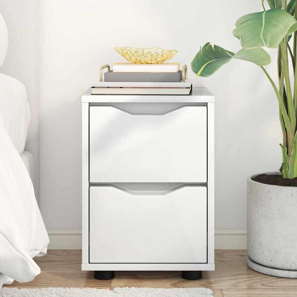 vidaXL Noptieră cu sertar Alb lucios 30,5 x 30 x 43 cm Lemn compozit