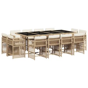 vidaXL Set mobilier de grădină cu perne, 13 piese, bej, poliratan