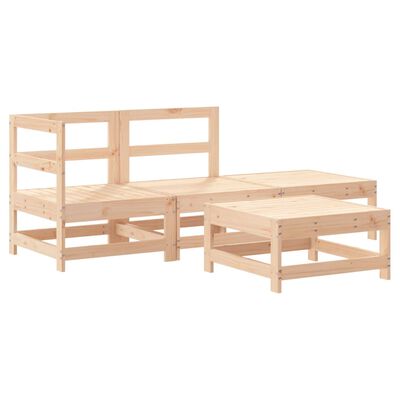 vidaXL Set mobilier de grădină cu perne, 4 piese, lemn masiv