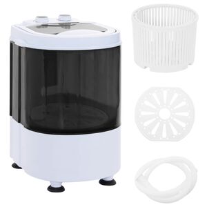 vidaXL Mașină de spălat mini cu un singur tub 2,6 kg Negru și Alb