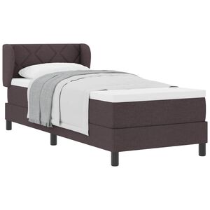 vidaXL Pat cu arcuri cu headboard Maro &icirc;nchis 80 x 200 cm țesătură