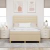 vidaXL Pat cu arcuri cu saltea cu headboard Crem 140 x 200 cm țesătură