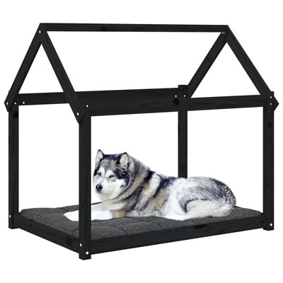 vidaXL Pat pentru câini, negru, 111x80x100 cm, lemn masiv de pin