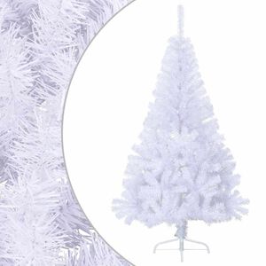 vidaXL Jumătate pom Crăciun artificial cu suport, alb, 150 cm, PVC