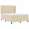vidaXL Pat cu arcuri cu saltea cu headboard Crem 140 x 190 cm țesătură