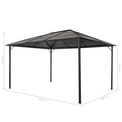 vidaXL Pavilion cu acoperiș, negru, 4 x 3 x 2,6 m, aluminiu