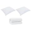 vidaXL Duvet cu perne cu pernă 3 pcs Alb Microfibră
