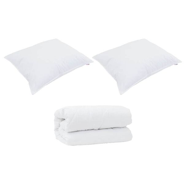 vidaXL Duvet cu perne cu pernă 3 pcs Alb Microfibră