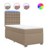 vidaXL Pat box spring cu saltea, cappuccino, 90x190 cm piele ecologică